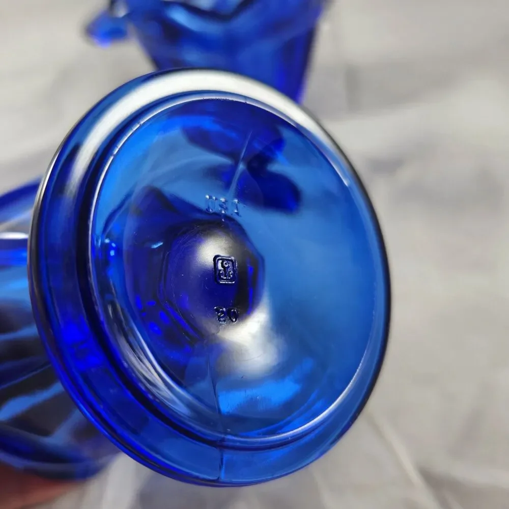 Set of 4 Anchor Hocking Cobalt Blue Glass Sherbert Dessert Ice Cream Dish Footed